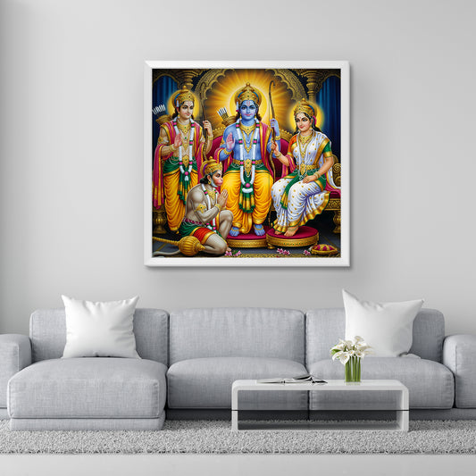 Ram Darbaar, Rama Darbar, Ramm Darbar, Hindu deity, divine art, sacred decor, divinity, Indian art, Hindu mythology, religious symbols, temple decor, meditation room art, housewarming gift for Indian family