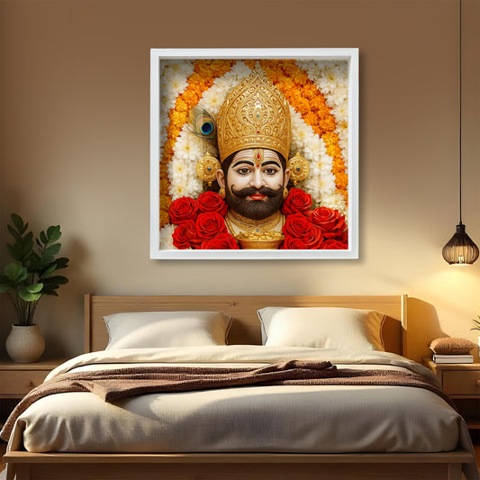 Khatu Shyam Ji wall art Hindu god acrylic painting Shyam Baba photo frame Khatu Shyam poster with frame Acrylic spiritual wall hanging