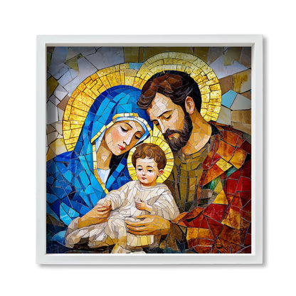 Premium Mary Joseph, Jesus & Dove Acrylic Wall Painting with Frame Premium Religious Wall Art for Living Room, Bedroom, Church & Sacred Spaces