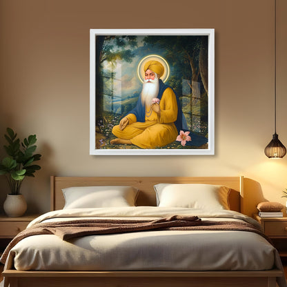 Guru Nanak Dev Ji wall painting Sikh guru wall art Acrylic religious painting Sikhism Gurpurab gift wall frame Gurpurab gift wall frame