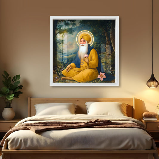 Guru Nanak Dev Ji wall painting Sikh guru wall art Acrylic religious painting Sikhism Gurpurab gift wall frame Gurpurab gift wall frame