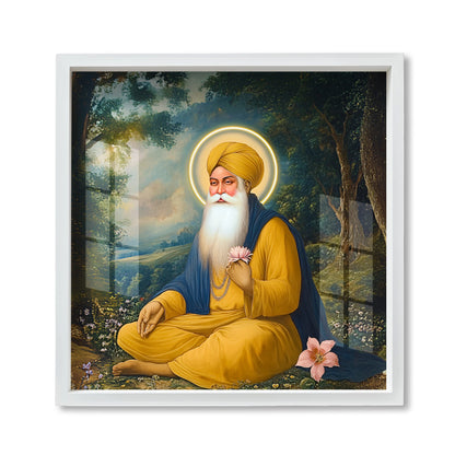 Guru Nanak Dev Ji Wall Painting with Frame | Spiritual Sikh Art | Acrylic Religious Wall Decor