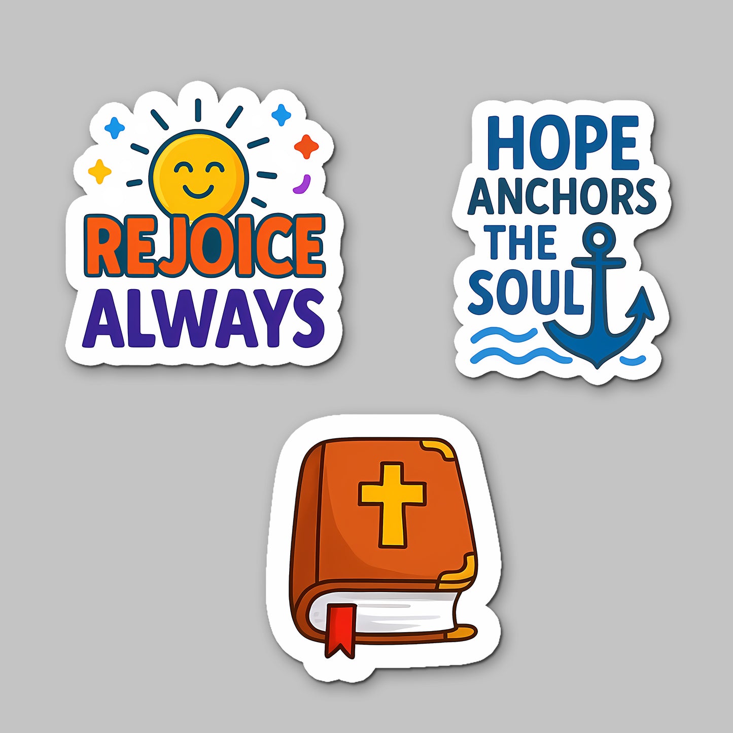 Christian Acrylic Fridge Magnets Set of 3 – Inspirational Bible Verse Quotes | Rejoice Always, Hope Anchors the Soul & Holy Bible Design | Decorative Scripture Magnets for Refrigerator, Office & Gifts