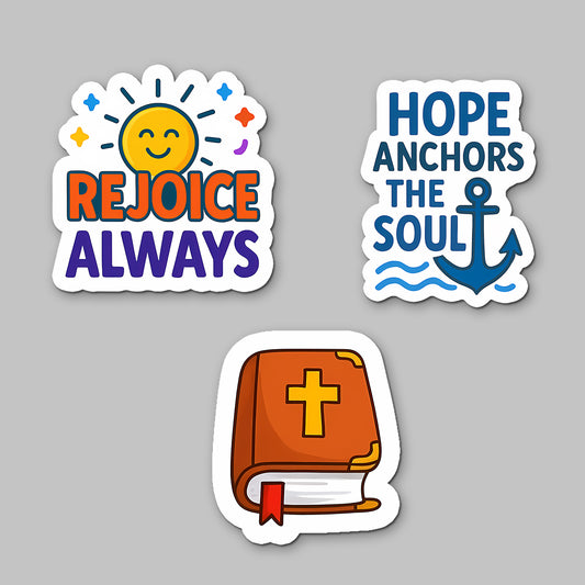 Christian Acrylic Fridge Magnets Set of 3 – Inspirational Bible Verse Quotes | Rejoice Always, Hope Anchors the Soul & Holy Bible Design | Decorative Scripture Magnets for Refrigerator, Office & Gifts