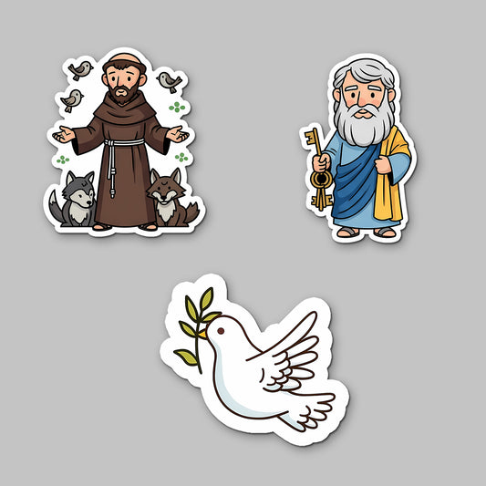 Catholic Saints & Peace Dove Acrylic Fridge Magnets | Set of 3 St. Francis & St. Peter Magnets | Religious Christian Home Decor & Gift Set | 4x3 Inch