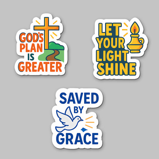 Christian Fridge Magnets | Set of 3 Acrylic God's Plan, Let Your Light Shine, & Saved by Grace Magnets | Inspirational Faith Decor & Gift | 4x3 Inch