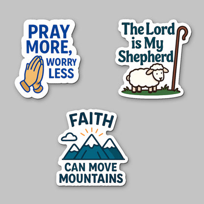 Inspirational Bible Verse Acrylic Fridge Magnets | Set of 3 Acrylic Pray More, Worry Less & The Lord is My Shepherd Magnets | Faith-Based Christian Decor