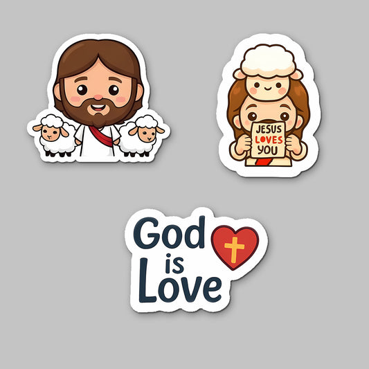Christian Acrylic Fridge Magnets Set of 3 – Jesus with Sheep, God is Love, Inspirational Religious Quotes – Cute Faith Decor for Home, Kitchen & Gifts | 4x3 Inch