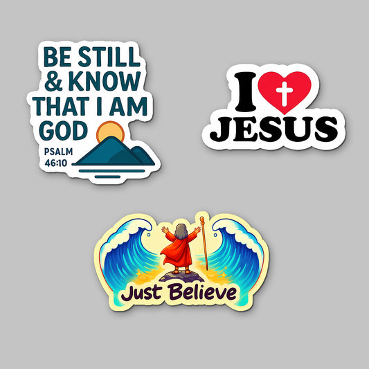 Inspirational Christian Acrylic Fridge Magnets | Set of 3 Be Still & Know, I Love Jesus, and Just Believe Magnets | Faith-Based Home Decor & Gift | 4x3 Inch