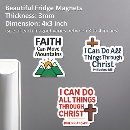 Christian Fridge Magnets | Set of 3 Inspirational Bible Verse & Scripture Acrylic Refrigerator Magnets | Faith-Based Home Decor & Gift Set | 4x3 Inch