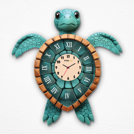 Vibrant Colorful Turtle Wall Clock for Kids or Any Rooms