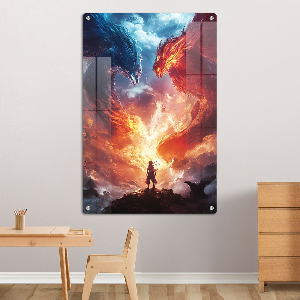 Gen Z Twin Dragon Anime Wall Art: A Legendary Duo