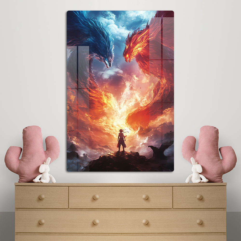 Gen Z Twin Dragon Anime Wall Art: A Legendary Duo