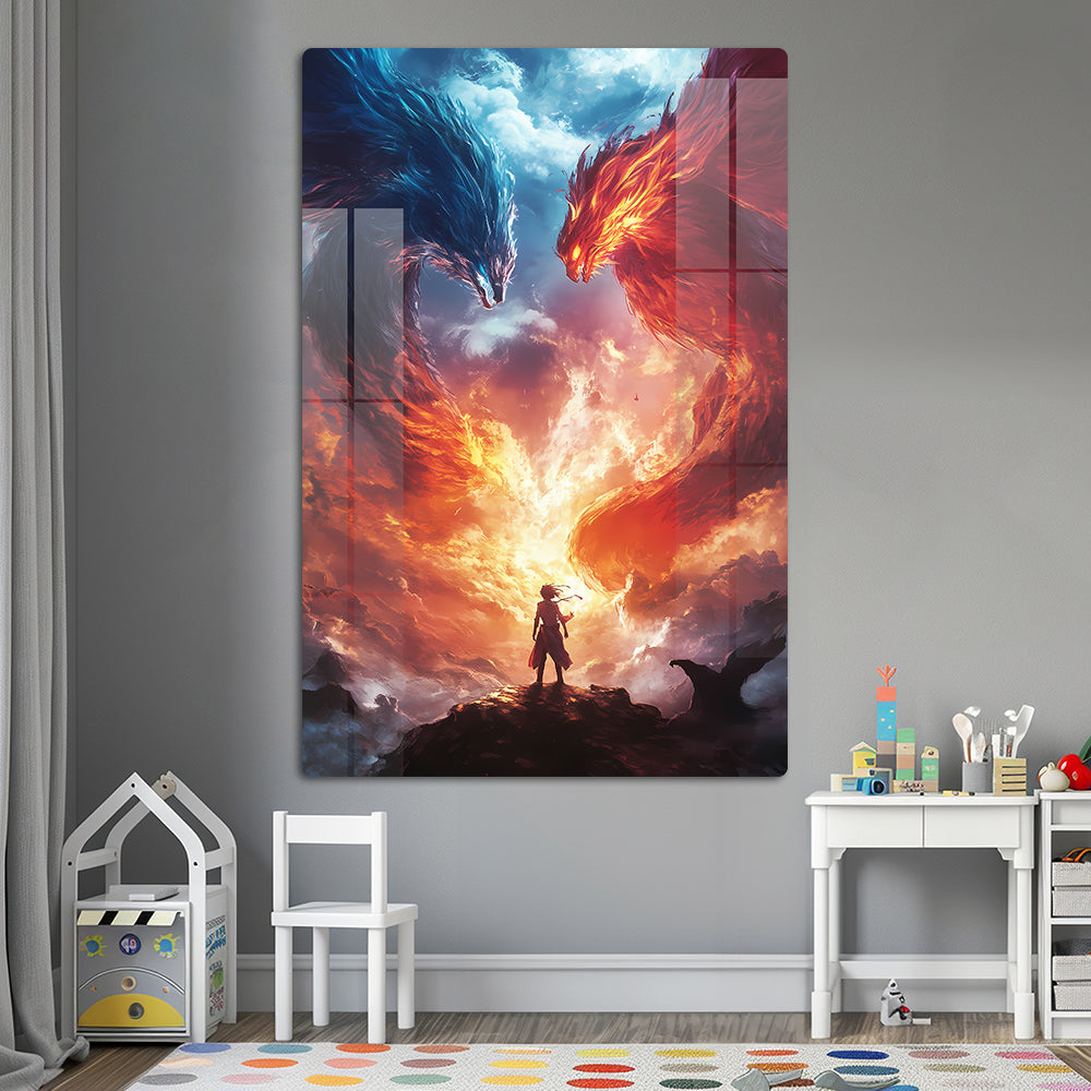 Gen Z Twin Dragon Anime Wall Art: A Legendary Duo