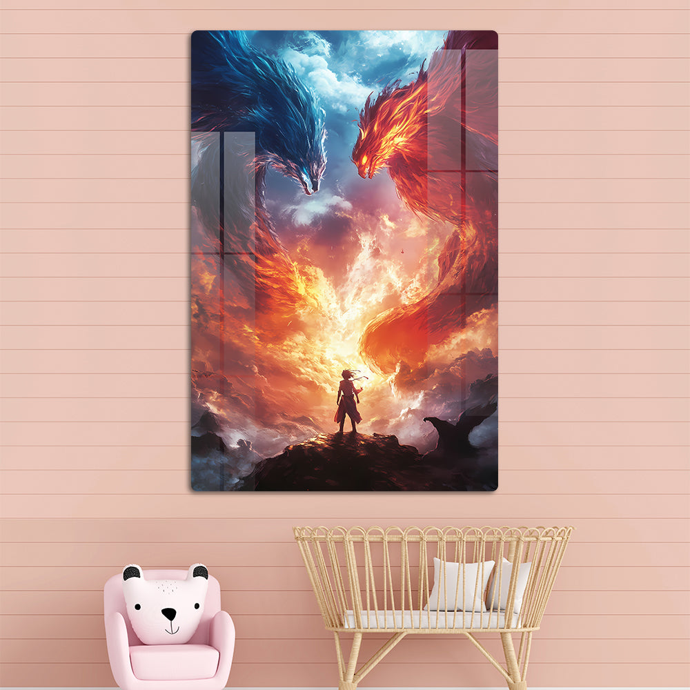 Gen Z Twin Dragon Anime Wall Art: A Legendary Duo