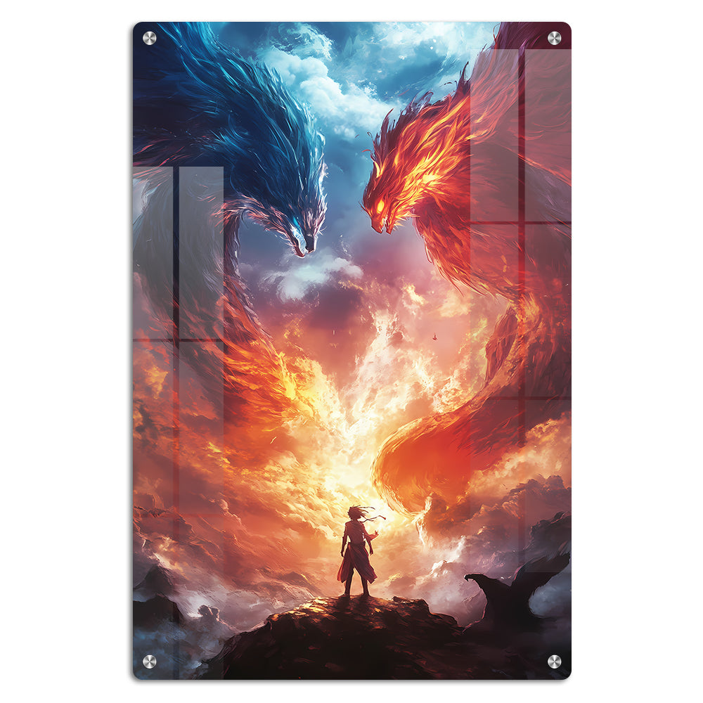 Gen Z Twin Dragon Anime Wall Art: A Legendary Duo