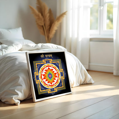 Premium Shree Yantram Vastu Yantra for Home & Office | Energized & Framed Sacred Geometry | Attract Positive Energy, Wealth & Prosperity | Hindu Spiritual Wall Art